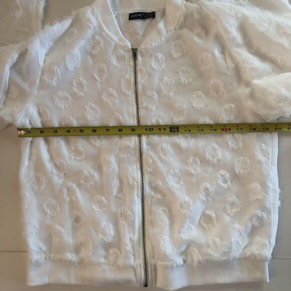 Shein Zip Up Lightweight Jacket White Juniors Size Large - Picture 4 of 11